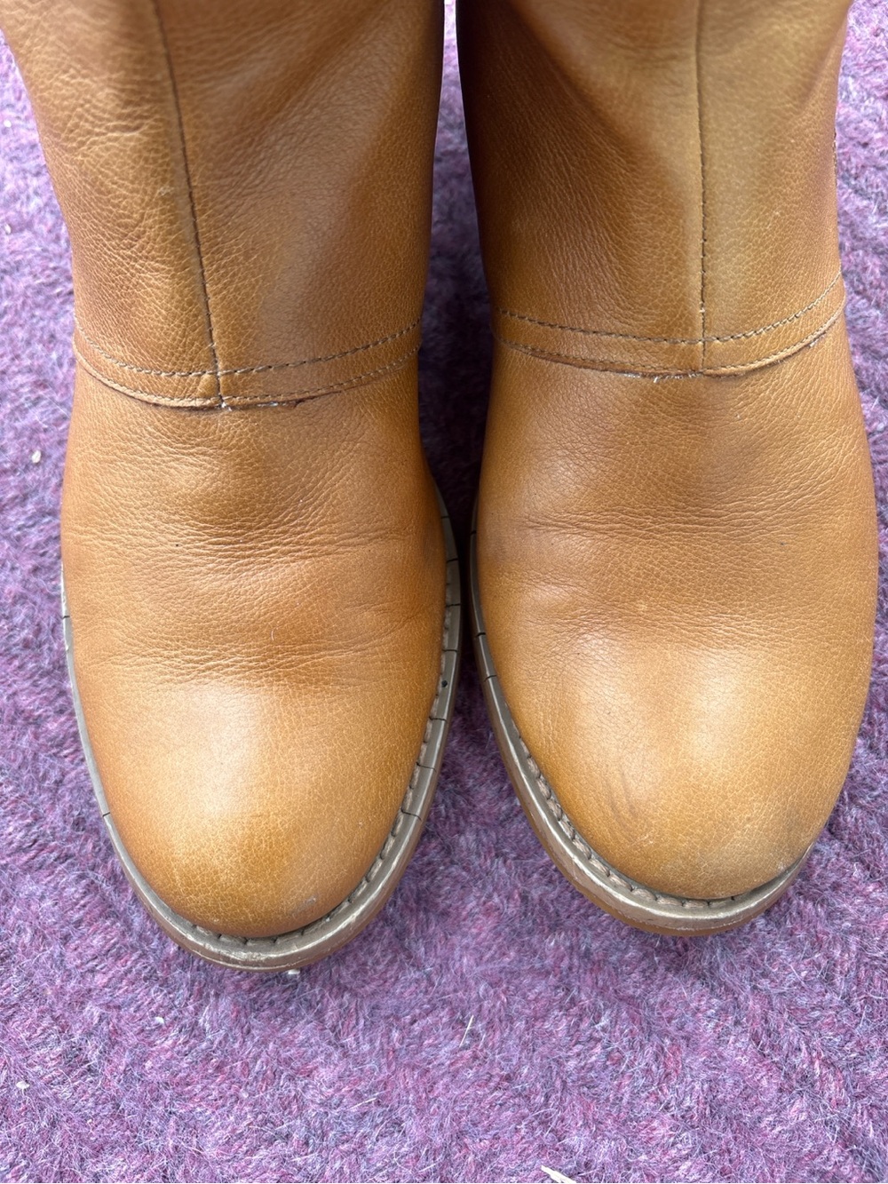 Tahari Cognac Leather Knee-High Riding Boots - Picture 5 of 6